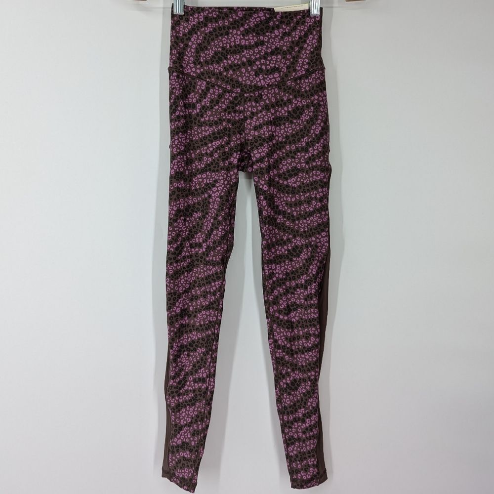 Aerie Offline Purple Brown Leopard Print Hi-Rise Real Me 7/8 Leggings Small NWT